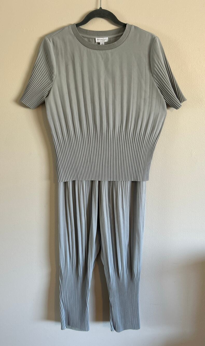 Current Air LA Small Blue Gray Pleated Top Pants Two-Piece Matching Set